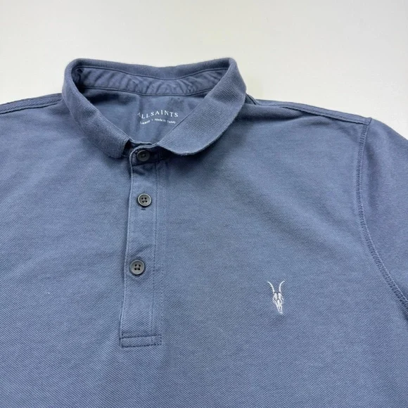 All Saints Reform Blue Polo Short Sleeve Size Large